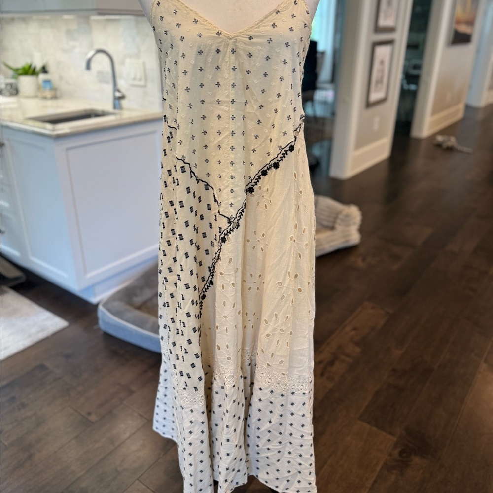 Zara Black and Cream Asymmetrical Sundress